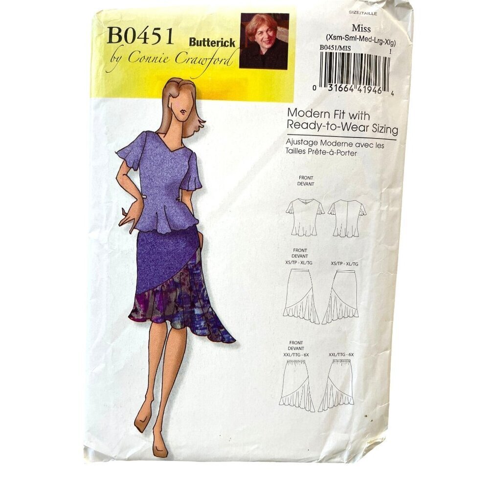 Butterick B0451 Connie Crawford Womens Blouse & Skirt Sewing Pattern Size XS-XXL